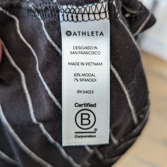 Athleta Santorini high neck fit and flare striped soft and stretchy mini dress - Picture 4 of 6